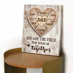 Christmas Gift for Dad,Personalized Dad Puzzle Poster, Dad You Are the Piece that Holds Us Together, Dad Sign With Kids Names