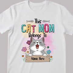 This Cat Mom Belongs To Chubby Laughing Cats - Personalized Cat T-shirt