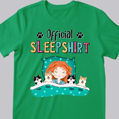 Official Sleep Shirt, Girl And Her Cats & Dogs, Personalized Dog & Cat Lovers T-shirt