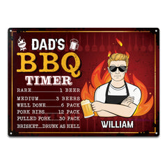 Dad's BBQ Timer - Gift For Father, Grandpa - Personalized Classic Metal Signs