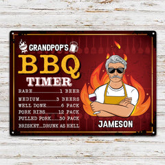 Dad's BBQ Timer - Gift For Father, Grandpa - Personalized Classic Metal Signs