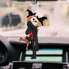 Halloween Couple Kissing and Hugging Personalized Car Ornament