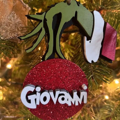 Personalized Grinchma Ornaments, Wooden Christmas Ornaments