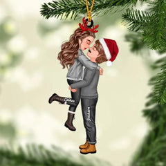 Christmas Doll Couple Hugging Kissing Personalized Ornament