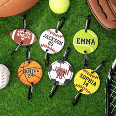 Custom spherical acrylic bag pendant, sports theme personalized label, birthday/party gift, suitable for players and relatives and friends