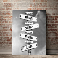 Personalized Kids Birth Date + Name Street Sign Canvas Wall Art