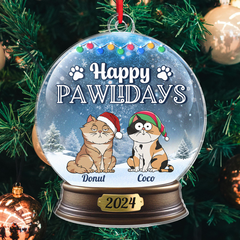 Meowy Catmas - Customized Personalized Crystal Ball Acrylic Ornament - Christmas Gift For Cat Pet Lover Cat Mom Cat Dad