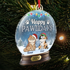 Meowy Catmas - Customized Personalized Crystal Ball Acrylic Ornament - Christmas Gift For Cat Pet Lover Cat Mom Cat Dad