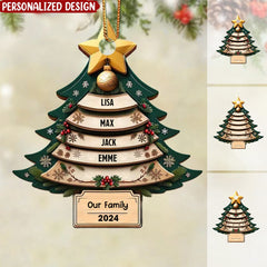 Unique Christmas Family Pine Tree, Our Family 2024 Personalized Ornament