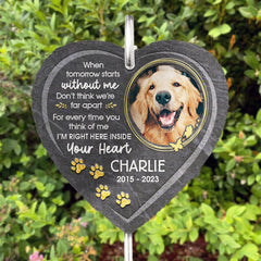 I’m Right Here - Personalized Memorial Garden Slate & Hook - Memorial Gifts - Cemetery Decorations for Grave, Dog Memorial Gifts