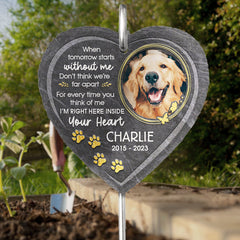 I’m Right Here - Personalized Memorial Garden Slate & Hook - Memorial Gifts - Cemetery Decorations for Grave, Dog Memorial Gifts