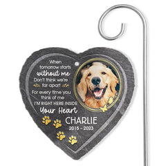 I’m Right Here - Personalized Memorial Garden Slate & Hook - Memorial Gifts - Cemetery Decorations for Grave, Dog Memorial Gifts