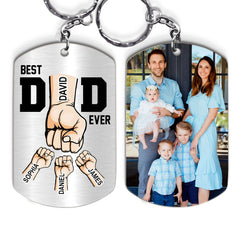 Personalized Gift For Dad Custom Photo Best Dad Ever Keychain