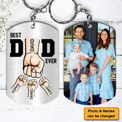 Personalized Gift For Dad Custom Photo Best Dad Ever Keychain