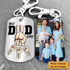 Personalized Gift For Dad Custom Photo Best Dad Ever Keychain