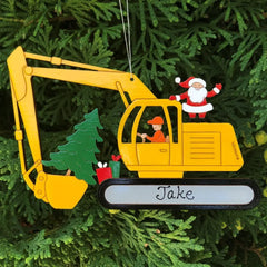 Personalized Christmas Excavator Construction Ornament