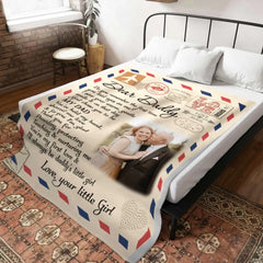 Dear Daddy Letter Blanket From Daughter, Father’s Day Gift From Daughter, Personalised Photo Presents For Dad