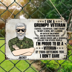 Personalized Grumpy Canadian Veterans Metal Sign Printed