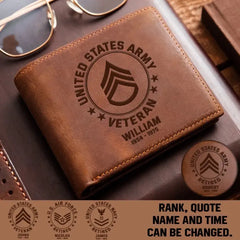 Personalized US Military Veteran Handmade Leather Wallet(RFID BLOCKING)