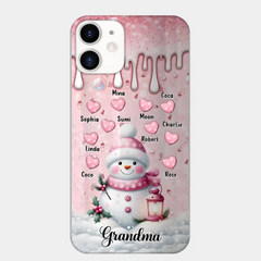 Custom Personalized Snowman Grandma Phone Case - Christmas Gift Idea For Grandma - Up to 10 Kids - Case For iPhone/Samsung/GooglePixel - Grandma