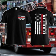 Personalized US Firefighter Retired Served Time T-shirt 2D Printed