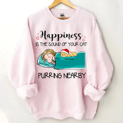 Happiness Is The Sound Of Your Cats Purring Nearby Personalized T-Shirt