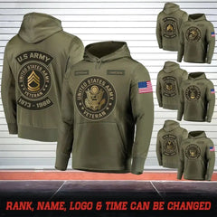 Personalized US Military Rank Custom Name & Served Time Hoodie 3D Printed