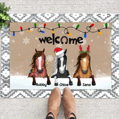 Personalized Welcome Horse Christmas Doormat