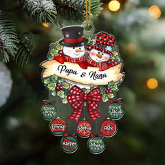 Snowman Grandpa & Grandma Mom & Dad Christmas Ball Kids Personalized Acrylic Ornament