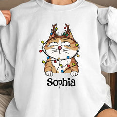 Christmas Kitten Pet Cat Breeds Custom Name Personalized Sweatshirt