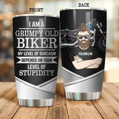 Personalized I Am A Grumpy Old Biker Tumbler Printed