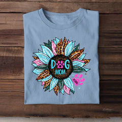 Personalized Sunflower & Dog Mom Tshirt Printed