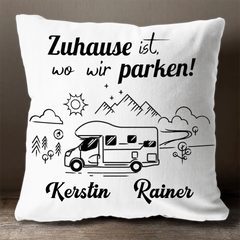 Personalized Camping Pillows, Camper Gifts, Camper Accessories, Home is Where We Park