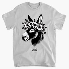 Cute Donkey Face with Floral Accents – Beautiful Clothing Gift