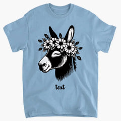 Cute Donkey Face with Floral Accents – Beautiful Clothing Gift