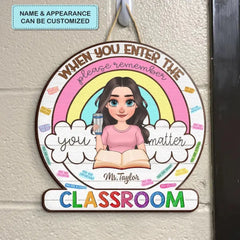 Personalized Custom Door Sign - Teacher's Day, Appreciation Gift For Teacher - Please Remember Teacher Door Sign