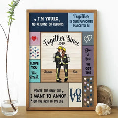 Together Since Custom Year - Personalized Gifts Custom Poster For Firefighter Nurse Police Military Couples