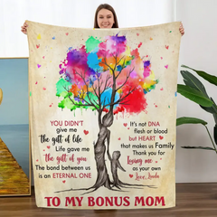 Custom Personalized Bonus Mom Quilt/ Fleece Throw Blanket - Mother's Day Gift Idea To Mom - Life Gave Us The Gift Of You