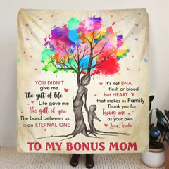 Custom Personalized Bonus Mom Quilt/ Fleece Throw Blanket - Mother's Day Gift Idea To Mom - Life Gave Us The Gift Of You