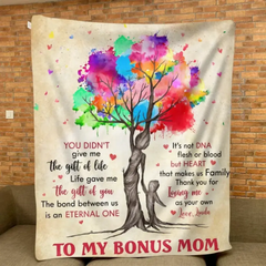 Custom Personalized Bonus Mom Quilt/ Fleece Throw Blanket - Mother's Day Gift Idea To Mom - Life Gave Us The Gift Of You