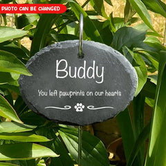 Pet Memorial Garden Slate and Hook / Pet loss / Oval Memorial Plaque / Pet Bereavement Gift / Garden Memorial