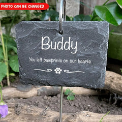 Pet Memorial Garden Slate and Hook / Pet loss / Oval Memorial Plaque / Pet Bereavement Gift / Garden Memorial