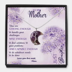 To My Mother - Personalized Custom Moon Charm Message Card Necklace - Mother's Day Gift For Mom