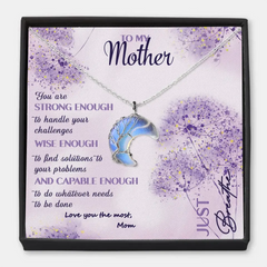 To My Mother - Personalized Custom Moon Charm Message Card Necklace - Mother's Day Gift For Mom