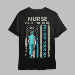 Personalized Nurse Back The Blue I've Got Your Six US Flag Gift For Nurse T-shirt