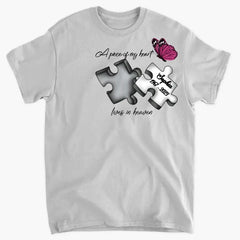 Custom Personalized Memorial Butterfly Shirt/ Hoodie - Memorial Gift Idea - A Piece Of My Heart Lives In Heaven