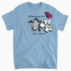 Custom Personalized Memorial Butterfly Shirt/ Hoodie - Memorial Gift Idea - A Piece Of My Heart Lives In Heaven