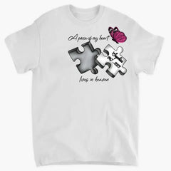 Custom Personalized Memorial Butterfly Shirt/ Hoodie - Memorial Gift Idea - A Piece Of My Heart Lives In Heaven