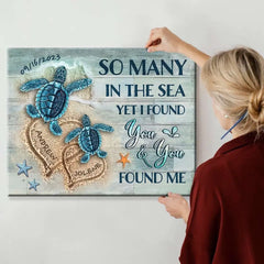 Lovely Gifts for Couples Unique Custom Canvas Wall Art Beach and Turtles