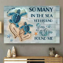 Lovely Gifts for Couples Unique Custom Canvas Wall Art Beach and Turtles